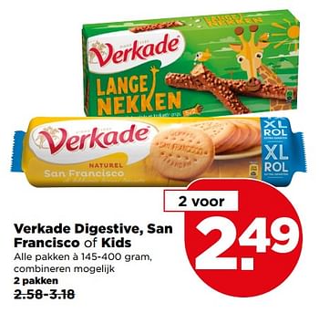 Aanbiedingen Verkade digestive, san francisco of kids - Verkade - Geldig van 25/06/2017 tot 01/07/2017 bij Plus