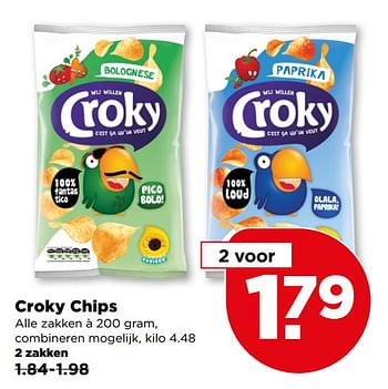 Aanbiedingen Croky chips - Croky - Geldig van 25/06/2017 tot 01/07/2017 bij Plus