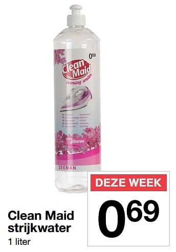 Aanbiedingen Clean maid strijkwater - Clean Maid - Geldig van 23/06/2017 tot 30/06/2017 bij Zeeman