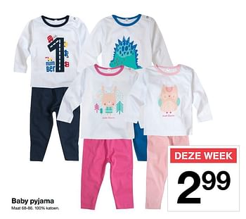 Aanbiedingen Baby pyjama - Huismerk - Zeeman  - Geldig van 23/06/2017 tot 30/06/2017 bij Zeeman