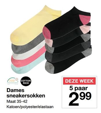 Aanbiedingen Dames sneakersokken - Huismerk - Zeeman  - Geldig van 23/06/2017 tot 30/06/2017 bij Zeeman