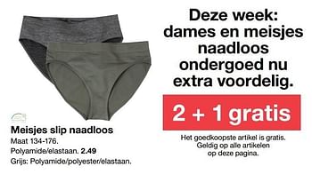 Aanbiedingen Meisjes slip naadloos - Huismerk - Zeeman  - Geldig van 23/06/2017 tot 30/06/2017 bij Zeeman