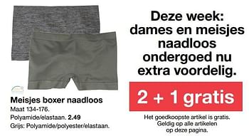 Aanbiedingen Meisjes boxer naadloos - Huismerk - Zeeman  - Geldig van 23/06/2017 tot 30/06/2017 bij Zeeman