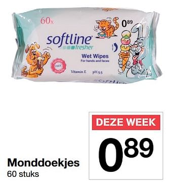 Aanbiedingen Monddoekjes - Soft Line - Geldig van 23/06/2017 tot 30/06/2017 bij Zeeman