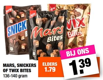 Aanbiedingen Mars, snickers of twix bites - Mars Snacks - Geldig van 19/06/2017 tot 02/07/2017 bij Big Bazar