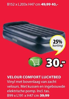 Aanbiedingen Velour comfort luchtbed - Intex - Geldig van 19/06/2017 tot 02/07/2017 bij Jysk