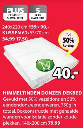 Aanbiedingen Himmeltinden donzen dekbed - Huismerk - Jysk - Geldig van 19/06/2017 tot 02/07/2017 bij Jysk