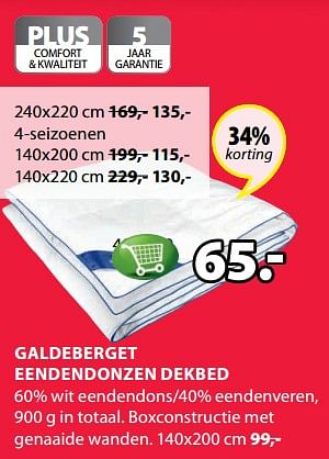 Aanbiedingen Galdeberget eendendonzen dekbed - Huismerk - Jysk - Geldig van 19/06/2017 tot 02/07/2017 bij Jysk