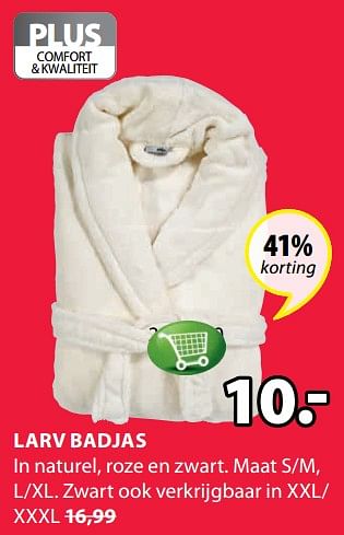 Aanbiedingen Larv badjas - Huismerk - Jysk - Geldig van 19/06/2017 tot 02/07/2017 bij Jysk