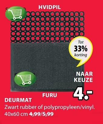 Aanbiedingen Deurmat zwart rubber of polypropyleen-vinyl - Huismerk - Jysk - Geldig van 19/06/2017 tot 02/07/2017 bij Jysk