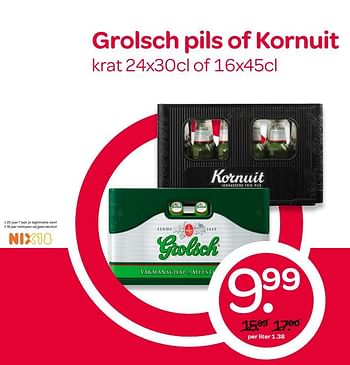 Aanbiedingen Grolsch pils of kornuit - Grolsch - Geldig van 22/06/2017 tot 28/06/2017 bij Spar