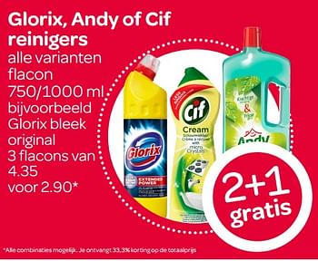Aanbiedingen Glorix, andy of cif reinigers - Huismerk - Spar  - Geldig van 22/06/2017 tot 28/06/2017 bij Spar