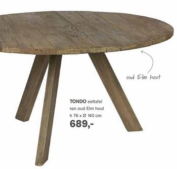 Aanbiedingen Tondo eettafel van oud elm hout - Huismerk - Trendhopper - Geldig van 21/06/2017 tot 09/07/2017 bij Trendhopper