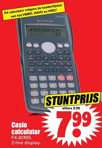 Aanbiedingen Casio calculator - Casio - Geldig van 25/06/2017 tot 01/07/2017 bij Lekker Doen