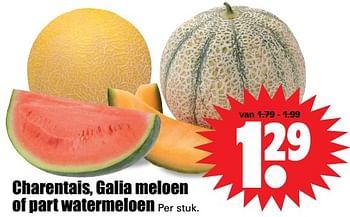 Aanbiedingen Charentais, galia meloen of part watermeloen - Huismerk - Dirk - Geldig van 25/06/2017 tot 01/07/2017 bij Lekker Doen