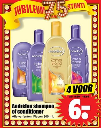 Aanbiedingen Andrélon shampoo of conditioner - Andrelon - Geldig van 25/06/2017 tot 01/07/2017 bij Lekker Doen