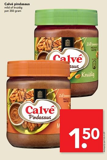 Aanbiedingen Calvé pindasaus - Calve - Geldig van 25/06/2017 tot 01/07/2017 bij Deen Supermarkten