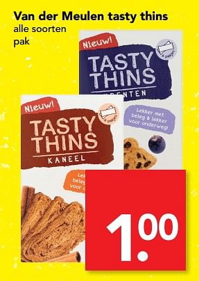 Aanbiedingen Van der meulen tasty thins - Van der Meulen - Geldig van 25/06/2017 tot 01/07/2017 bij Deen Supermarkten