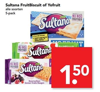 Aanbiedingen Sultana fruitbiscuit of yofruit - Sultana - Geldig van 25/06/2017 tot 01/07/2017 bij Deen Supermarkten