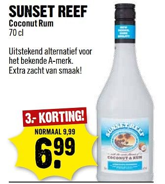 Aanbiedingen Sunset reef coconut rum - Huismerk - Dirk III - Geldig van 25/06/2017 tot 01/07/2017 bij Dirk III