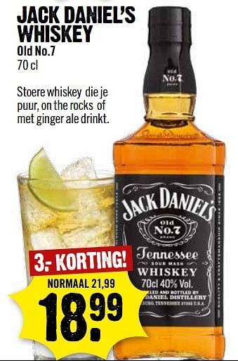 Aanbiedingen Jack daniel`s whiskey - Jack Daniel's - Geldig van 25/06/2017 tot 01/07/2017 bij Dirk III