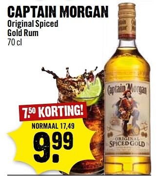Aanbiedingen Captain morgan original spiced gold rum - Captain Morgan - Geldig van 25/06/2017 tot 01/07/2017 bij Dirk III