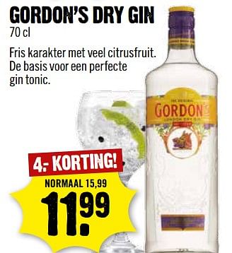 Aanbiedingen Gordon`s dry gin - Gordon's - Geldig van 25/06/2017 tot 01/07/2017 bij Dirk III
