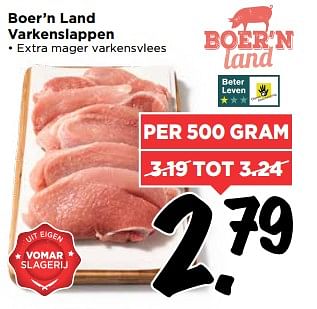 Aanbiedingen Boer`n land varkenslappen - Boer'n Land - Geldig van 25/06/2017 tot 01/07/2017 bij Vomar