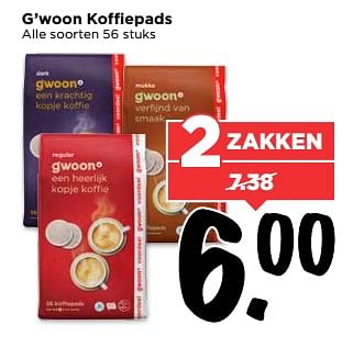 Aanbiedingen G`woon koffiepads - Gâ€™woon - Geldig van 25/06/2017 tot 01/07/2017 bij Vomar