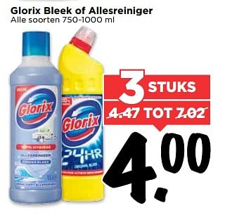 Aanbiedingen Glorix bleek of allesreiniger - Glorix - Geldig van 25/06/2017 tot 01/07/2017 bij Vomar