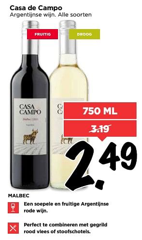 Aanbiedingen Casa de campo - Rode wijnen - Geldig van 25/06/2017 tot 01/07/2017 bij Vomar