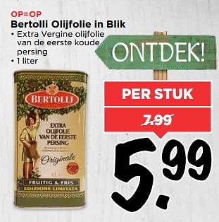 Aanbiedingen Bertolli olijfolie in blik - Bertolli - Geldig van 25/06/2017 tot 01/07/2017 bij Vomar