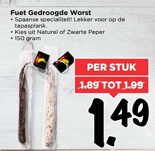 Aanbiedingen Fuet gedroogde worst - Huismerk Vomar - Geldig van 25/06/2017 tot 01/07/2017 bij Vomar