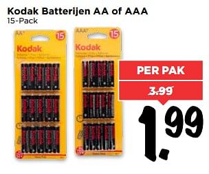 Aanbiedingen Kodak batterijen aa of aaa - Kodak - Geldig van 25/06/2017 tot 01/07/2017 bij Vomar