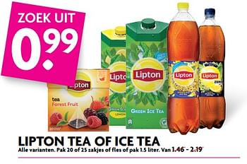 Aanbiedingen Lipton tea of ice tea - Lipton - Geldig van 25/06/2017 tot 01/07/2017 bij Deka Markt