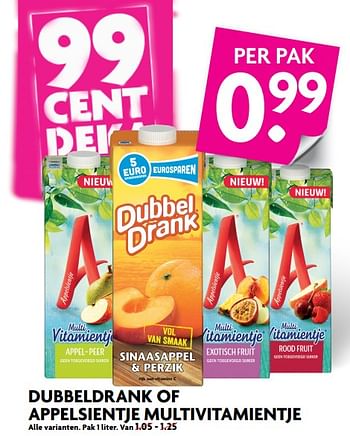 Aanbiedingen Dubbeldrank of appelsientje multivitamientje - Appelsientje - Geldig van 25/06/2017 tot 01/07/2017 bij Deka Markt