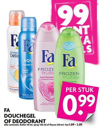 Aanbiedingen Fa douchegel of deodorant - Fa - Geldig van 25/06/2017 tot 01/07/2017 bij Deka Markt