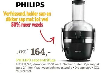 Aanbiedingen Philips sapcentrifuge hr1919-70 - Philips - Geldig van 26/06/2017 tot 09/07/2017 bij BCC