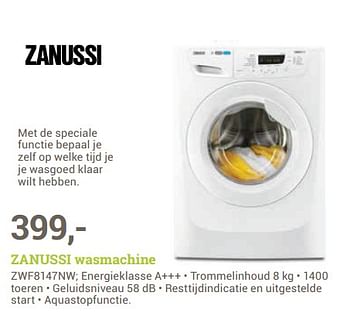 Aanbiedingen Zanussi wasmachine zwf8147nw - Zanussi - Geldig van 26/06/2017 tot 09/07/2017 bij BCC