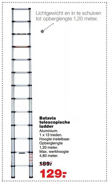 Aanbiedingen Batavia telescopische ladder - Batavia - Geldig van 26/06/2017 tot 02/07/2017 bij Praxis