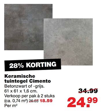 Aanbiedingen Keramische tuintegel cimento - Huismerk - Praxis - Geldig van 26/06/2017 tot 02/07/2017 bij Praxis