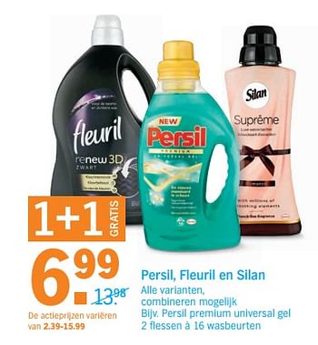 Aanbiedingen Persil, fleuril en silan persil premium universal gel - Persil - Geldig van 26/06/2017 tot 02/07/2017 bij Albert Heijn