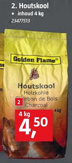 Aanbiedingen Houtskool - Golden Flame - Geldig van 16/06/2017 tot 09/07/2017 bij Bauhaus