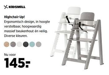 Aanbiedingen Kidsmill highchair up - Kidsmill - Geldig van 19/06/2017 tot 24/07/2017 bij Babypark