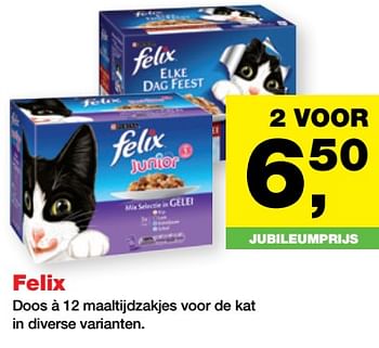 Aanbiedingen Felix doos à 12 maaltijdzakjes voor de kat in diverse varianten - Purina - Geldig van 25/06/2017 tot 09/07/2017 bij Jumper