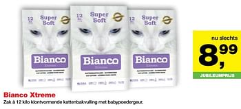 Aanbiedingen Bianco xtreme klontvormende kattenbakvulling met babypoedergeur - Bianco - Geldig van 25/06/2017 tot 09/07/2017 bij Jumper