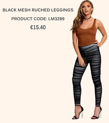 Aanbiedingen Black mesh ruched leggings - Huismerk - Diva Dames - Geldig van 18/06/2017 tot 15/07/2017 bij Diva Dames