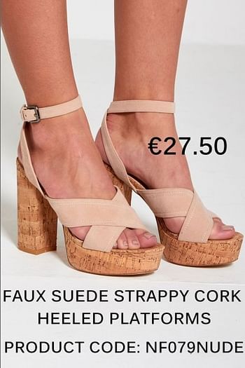 Aanbiedingen Faux suede strappy cork heeled platforms - Huismerk - Diva Dames - Geldig van 18/06/2017 tot 15/07/2017 bij Diva Dames