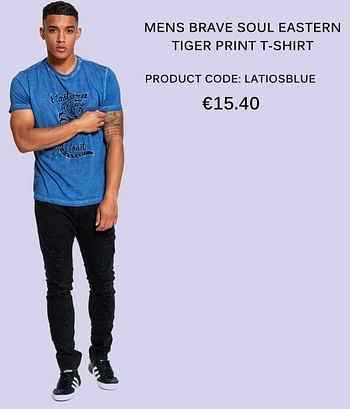 Aanbiedingen Mens brave soul eastern tiger print t-shirt - Huismerk - Diva Dames - Geldig van 18/06/2017 tot 15/07/2017 bij Diva Dames