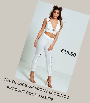 Aanbiedingen White lace up front leggings - Huismerk - Diva Dames - Geldig van 18/06/2017 tot 15/07/2017 bij Diva Dames